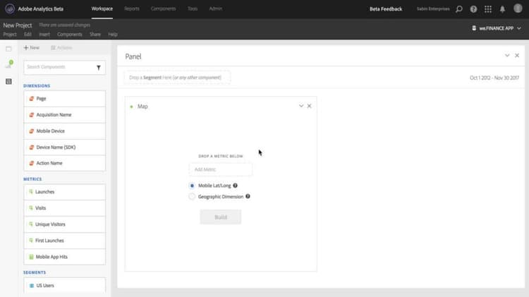 Visualização de mapa no Analysis Workspace