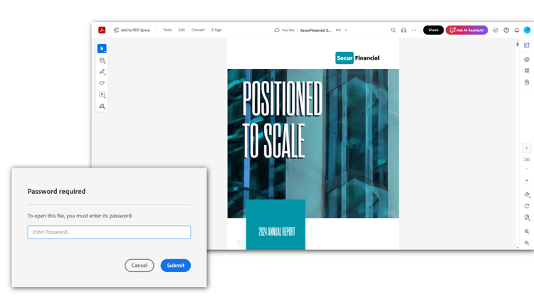 Captura de tela de como abrir uma PDF protegida por visualização