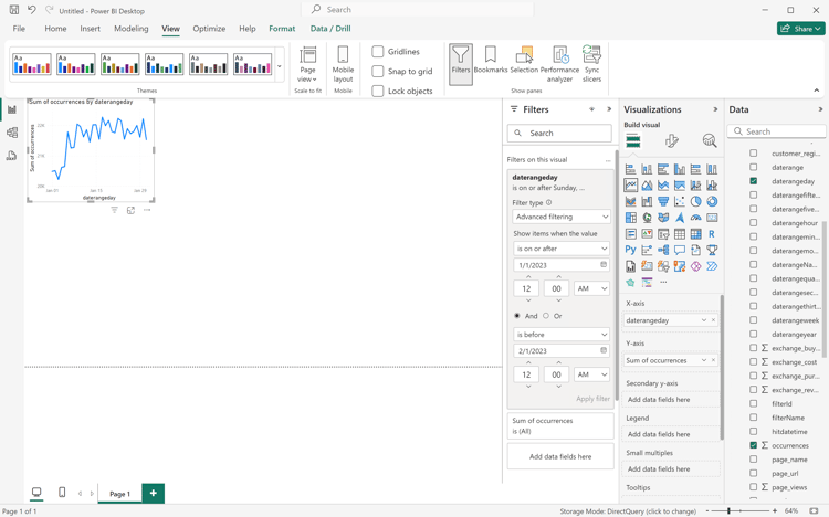 Power BI-filtret Datumintervall med VERSALER 2