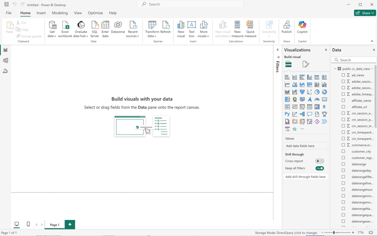 Data för Power BI-tjänstservern har lästs in