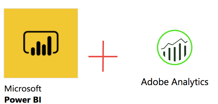 Diagram över ikonen Microsoft Power BI plus Adobe Analytics.