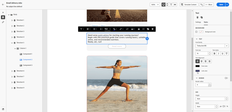 Skärmbild som visar alternativet Länkfärg på fliken Format.