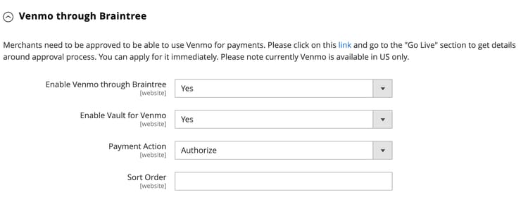 Venmo via Braintree