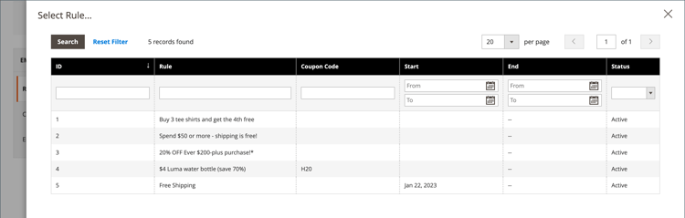 Kundvagnsregel - välj