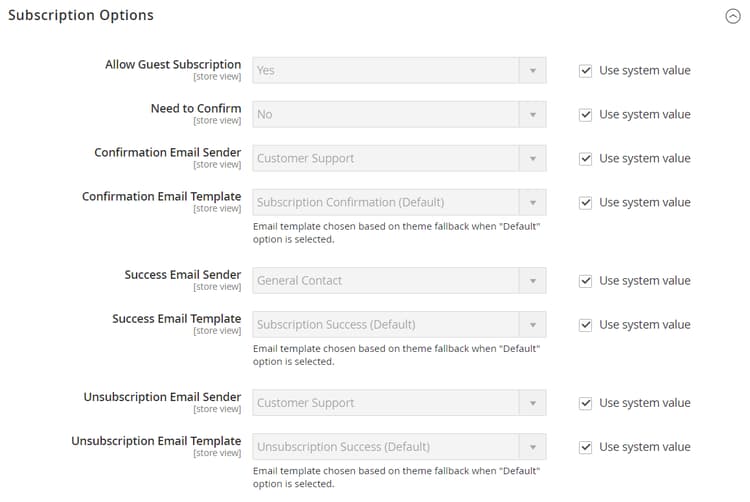 Kundkonfiguration - prenumerationer på nyhetsbrev