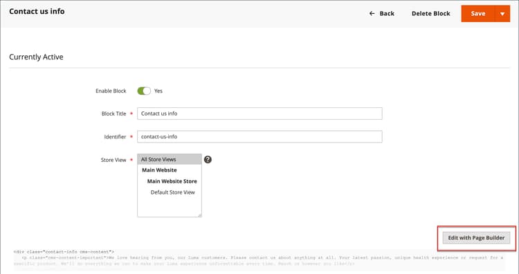 Innehållsblock - kontakta oss, exempel