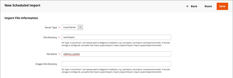 Dataimport - information om schemalagda importfiler