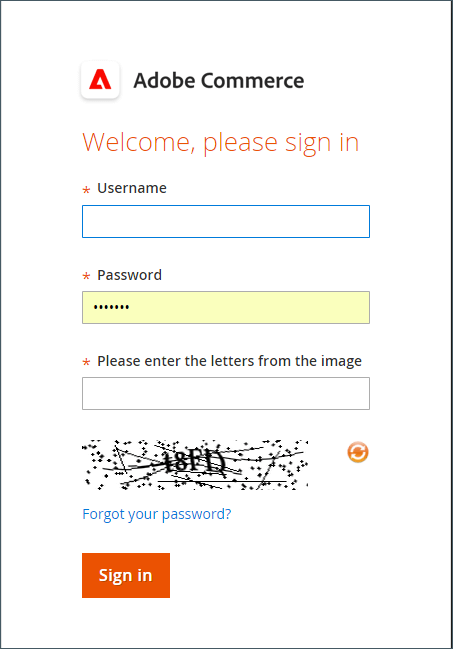 Admin - Logga in med CAPTCHA