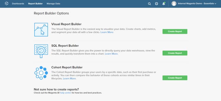 Alternativ för Report Builder