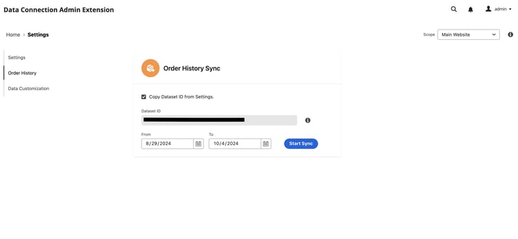 Data Connection Orderhistorik 