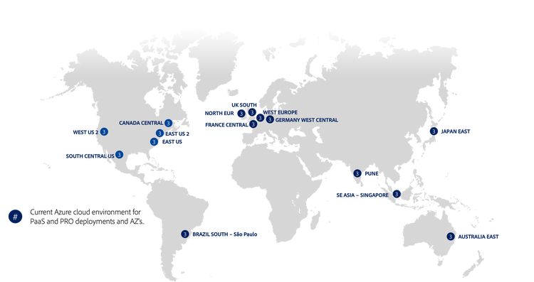 Diagram som visar Azure-regioner