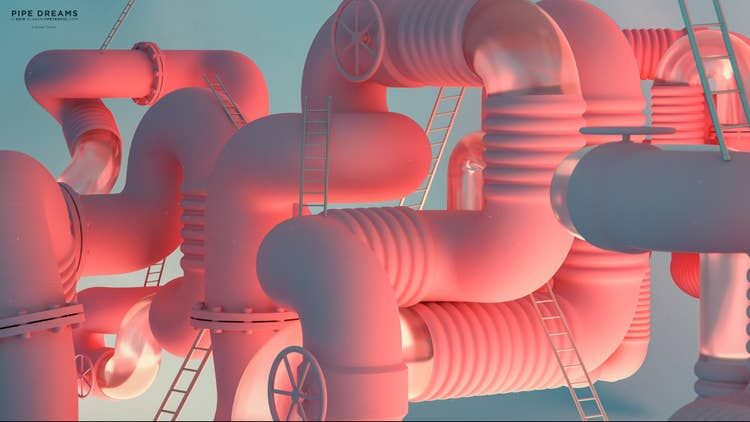 3D-konstverk av Vladimir Petkovic med titeln Pipe Dreams