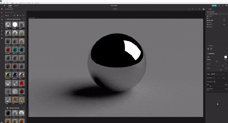 Ändra formen på ett riktat ljus i Adobe Dimension