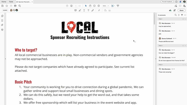 Starta en delad granskning i Acrobat