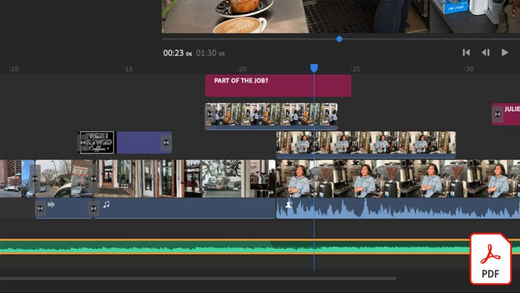 Kombinera smidigt musik och dialog eller berättarröst med automatisk dämpning i Adobe Premiere Rush