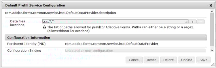 Prefill configuration