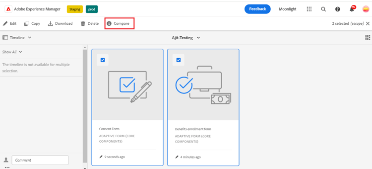 Jämför adaptiva formulär