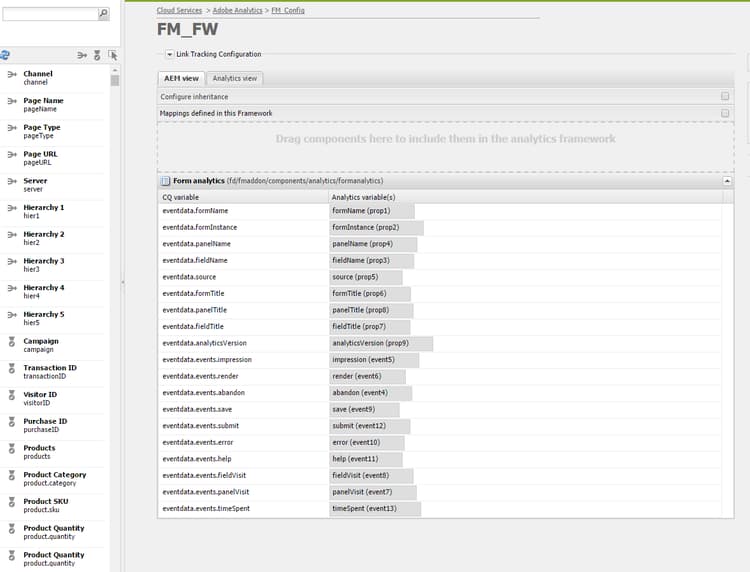 Mappa AEM med Adobe Analytics-variabler