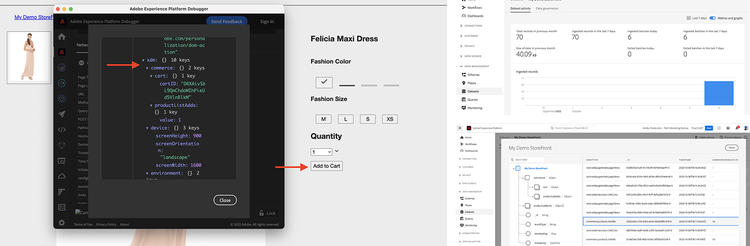 Granska addToCart-händelsedata i Adobe Experience Platform Debugger