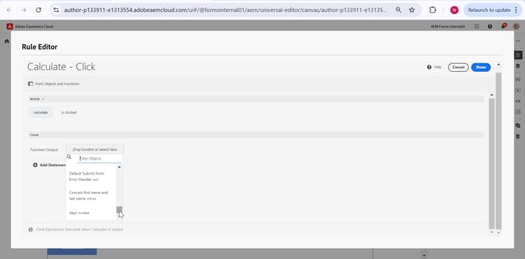 Anpassad funktion i regelredigeraren