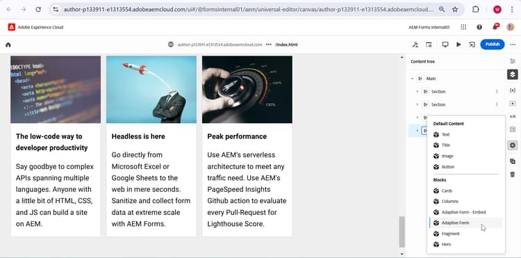 Lägger till adaptivt formulärblock