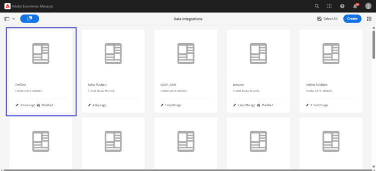 Skapad formulärdatamodell