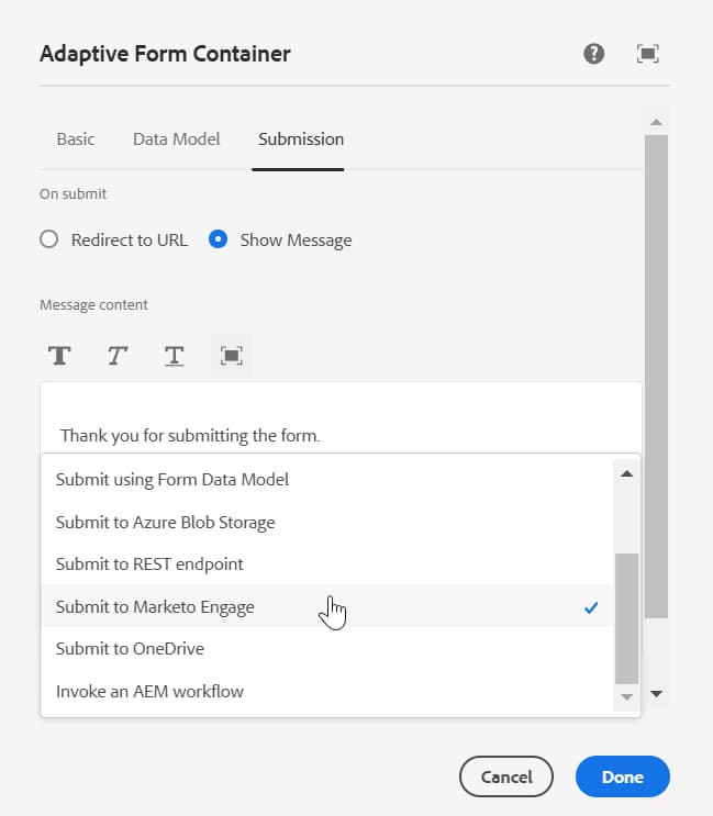 Marketo Submit Action
