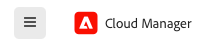 Cloud Manager hamburger-meny