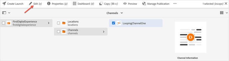 Redigera-knappen i åtgärdsfältet