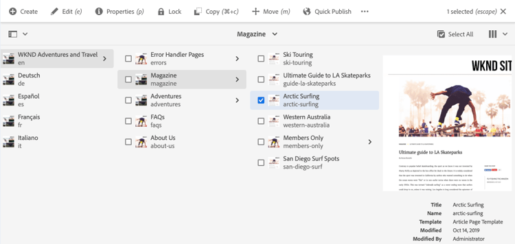 Markera en sida att redigera