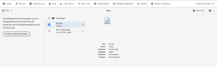 Aktivera frontendpipeline