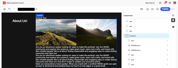 Markera en komponent som ska läggas till i en behållare