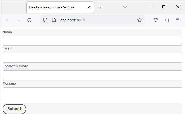 Ersätt exempelformuläret Headless adaptive form JSON med den anpassade Headless-adaptiva formen JSON