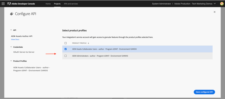 Avmarkera produktprofil