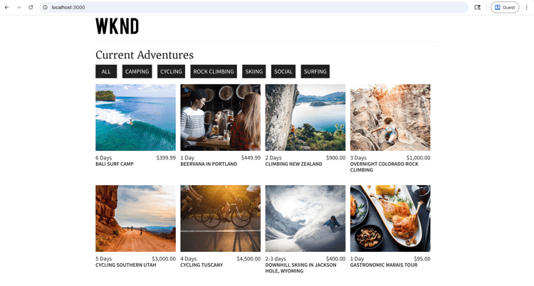 React App - WKND Adventures