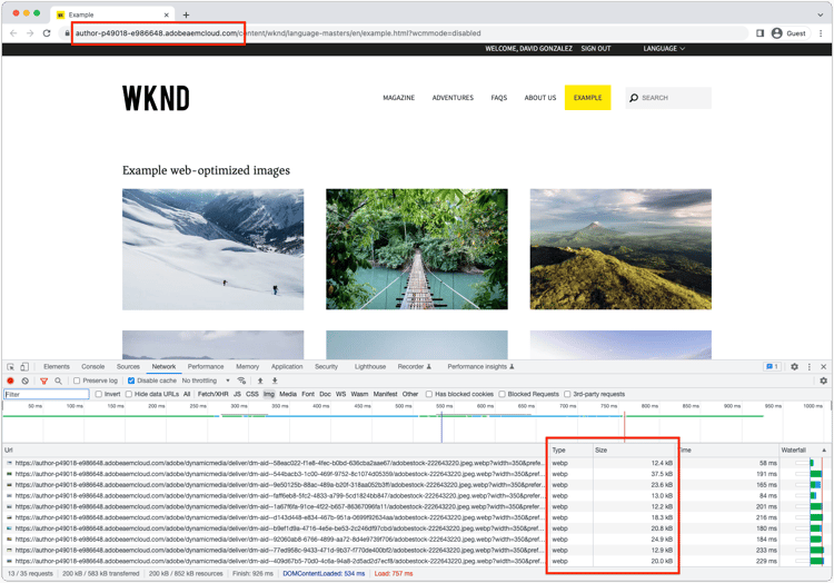 Webboptimerade bilder på AEM as a Cloud Service