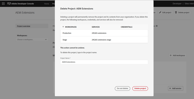 Projektet kan inte tas bort