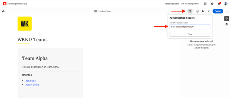 Universell redigerare - lägg till autentiseringsrubriker