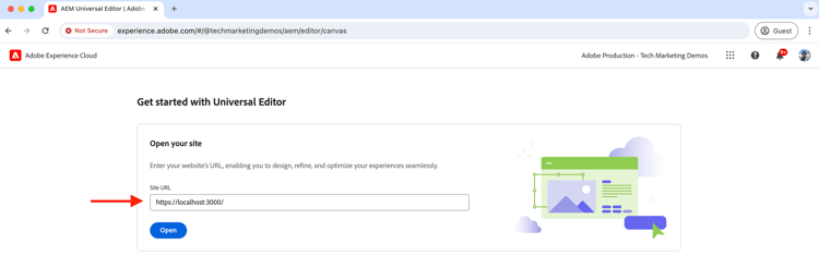 Universell redigerare - webbplats-URL