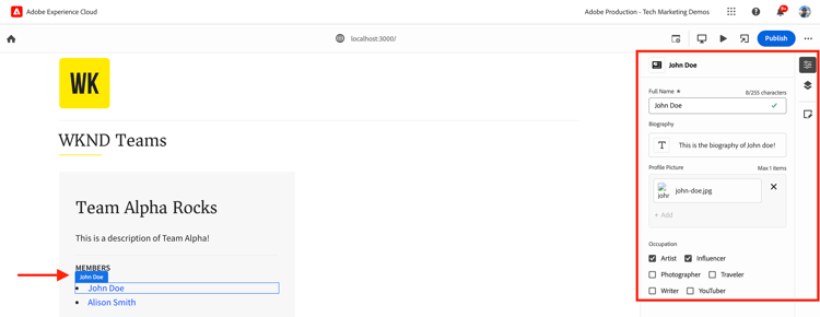 Universell redigerare - WKND-teammedlemmar redigerbara