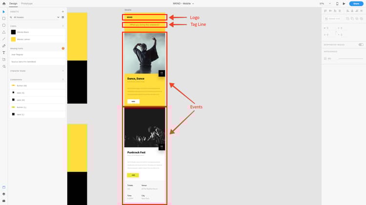 API för händelser - siddisposition