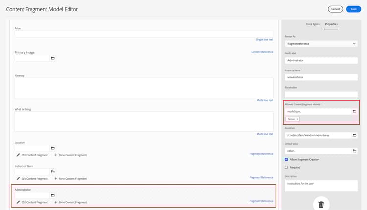Alternativ för referens till administratörsfragment