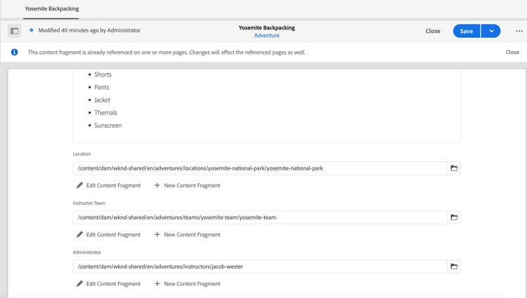 Äventyrsfragmentreferenser