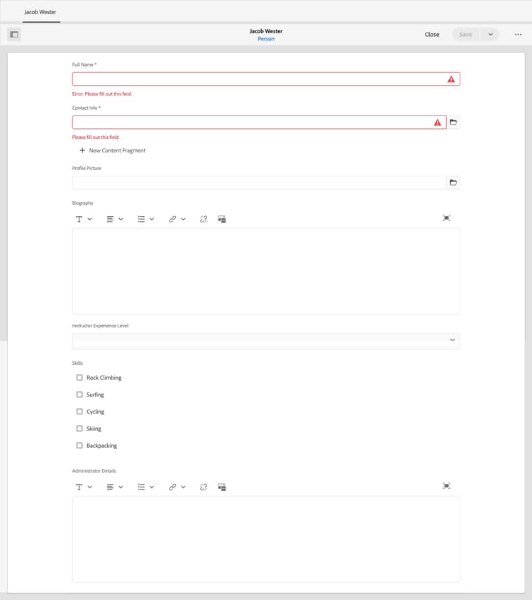 Personinnehållsfragment
