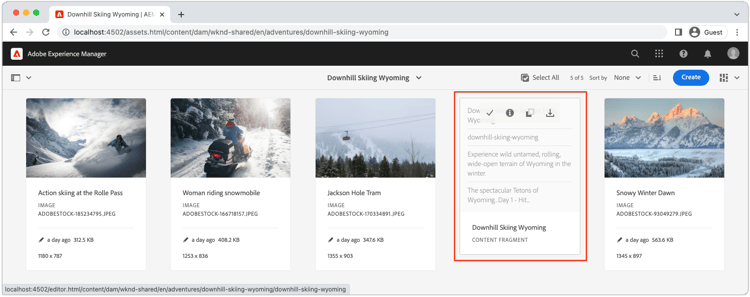 Innehållsfragmentkort