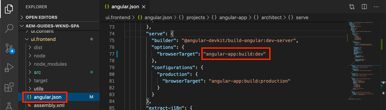Angular JSON build dev update