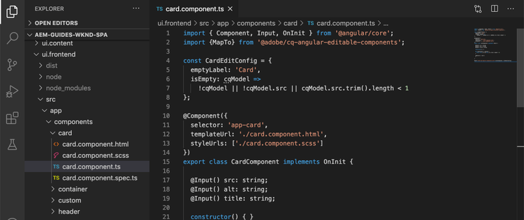 Start för Angular-komponent