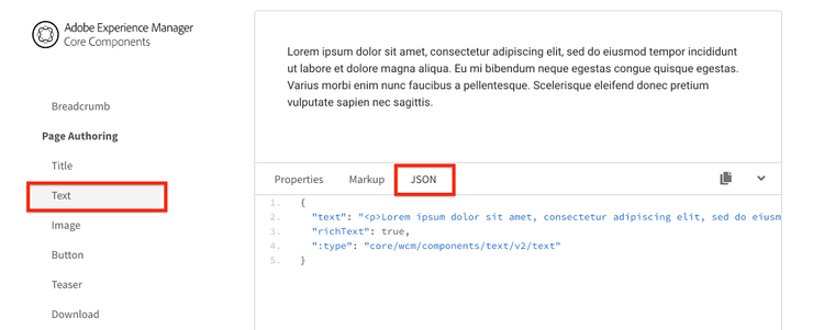 Text-JSON-modell