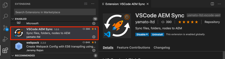 Synkronisering AEM VSCode