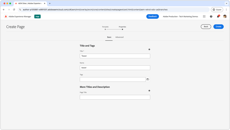 AEM Sites - Skapa Teaser-sida